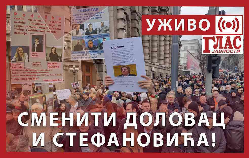 UŽIVO: PROTEST “NE DAMO NAŠE LAURE” – SMENITI DOLOVAC I STEFANOVIĆA! (VIDEO)